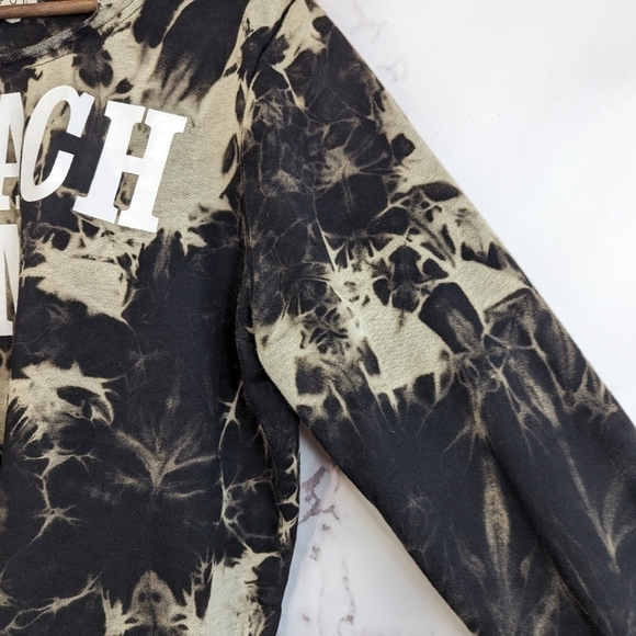 POL Sweatshirt Size Small Beach Bum Tye Dye Bleach Marble Graphic Black Women - Picture 4 of 13